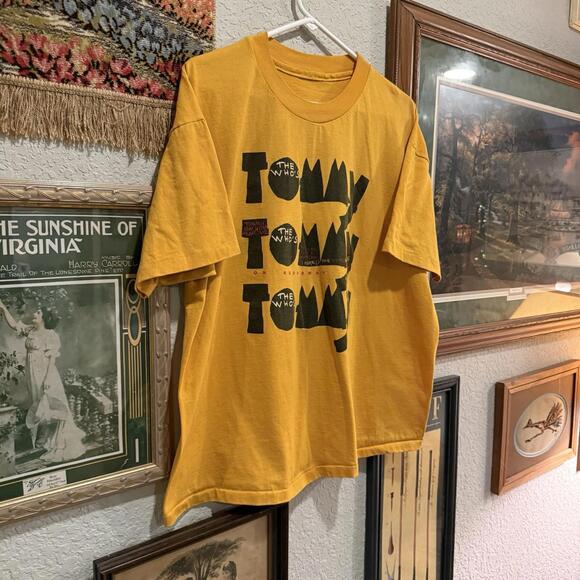 Vintage 90s RARE The Who Tommy Promo Shirt Size‎ Mens XLYellow Broadway Musical - Picture 2 of 8